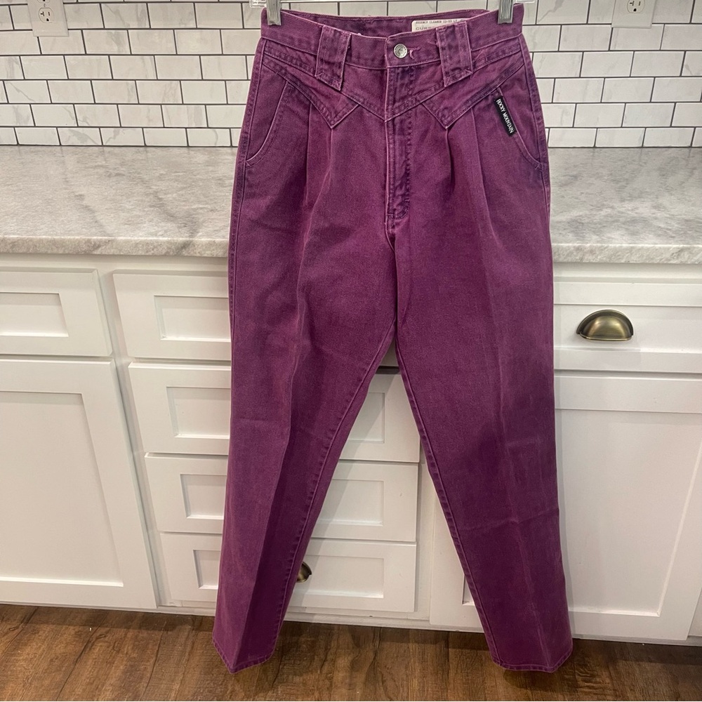 Vintage Rocky Mountain Jeans Womens 29/35 Purple Bareback High Rise Western‎